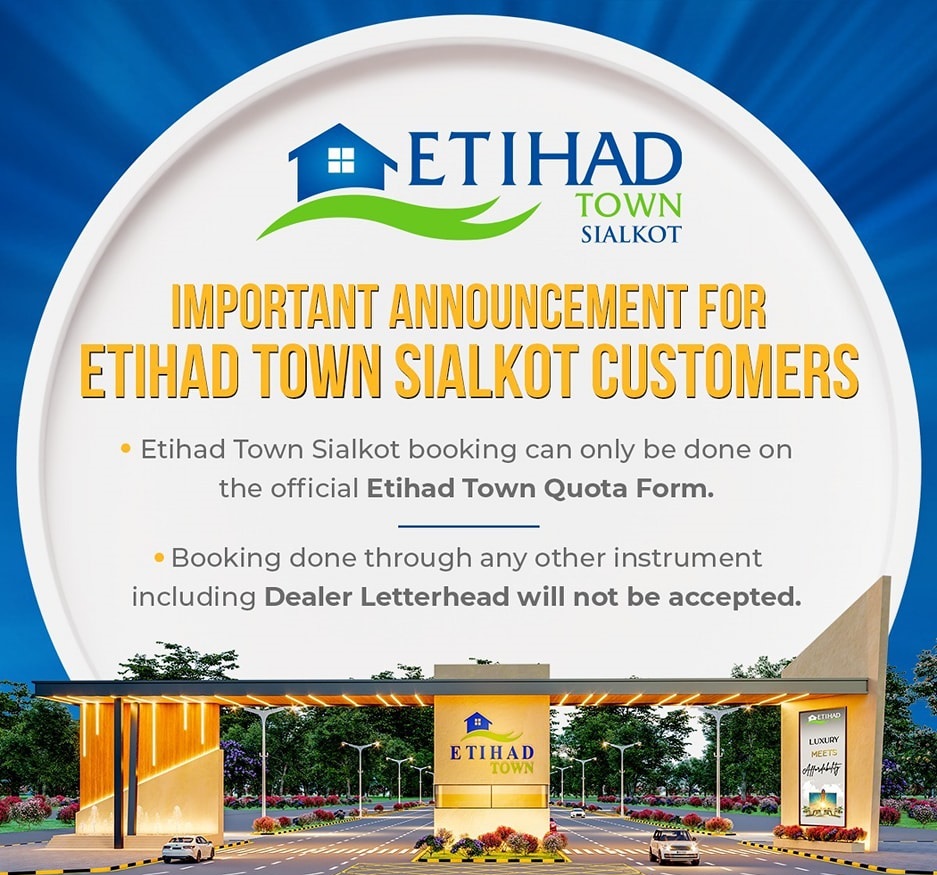 Booking Process For Etihad Town Sialkot