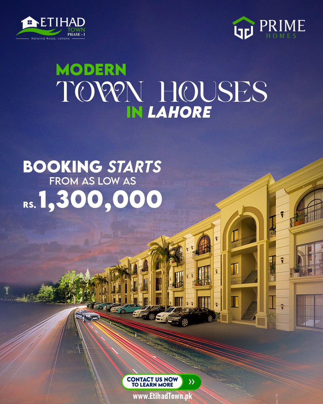 Prime Home Town Houses in Etihad Town Phase 1 Lahore