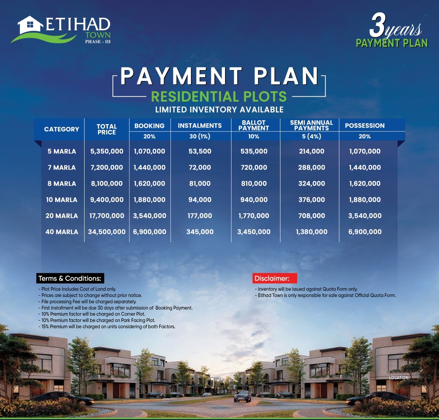 Etihad Town Phase 3 New Payment Plan