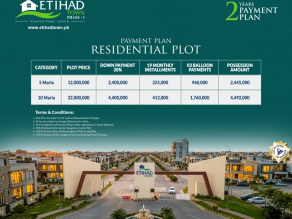 Payment Plan for Etihad Town Phase 1 Overseas Block